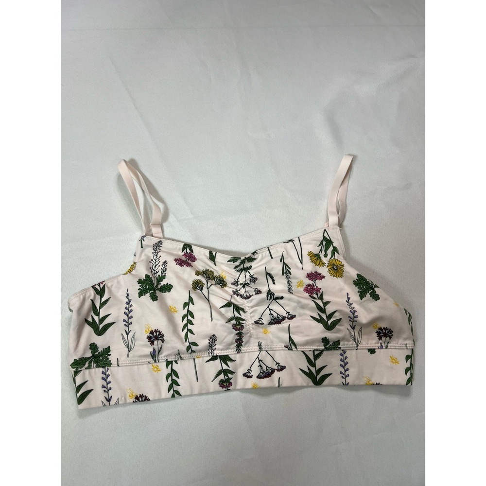 Duluth Organic Cotton Bra Pink Floral Bralette XL Low Impact Gorpcore